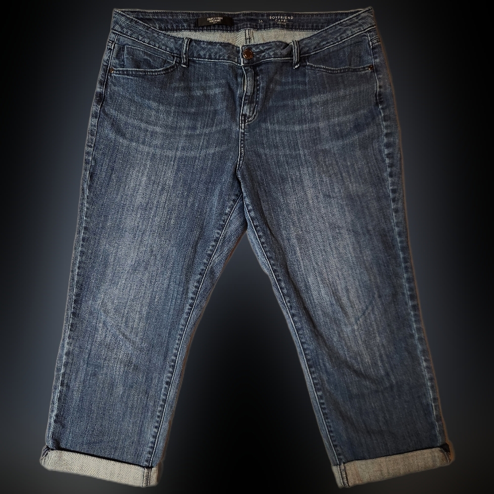 Simply Vera Vera Wang Indigo Boyfriend Capri Jeans